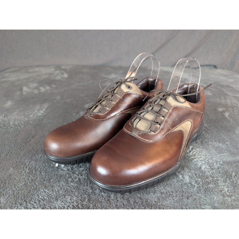 EUC FootJoy Contour Series Golf Shoe Cleat SZ 8 Brown Leather EUC Classic Preppy - Picture 2 of 10